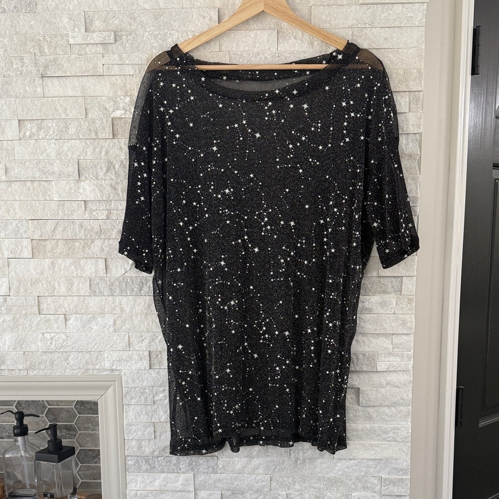 Black Sequin Starry Shirt